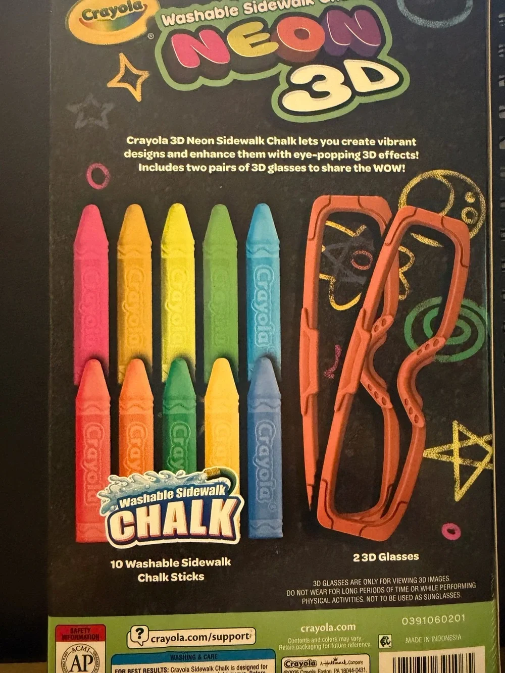 Crayola Neon 3D Chalk Set with Neon Orange Goggles